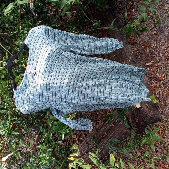 Easy Wear by Chico's Broomstick Smocked Blouse in Light Teal - Picture 4 of 5